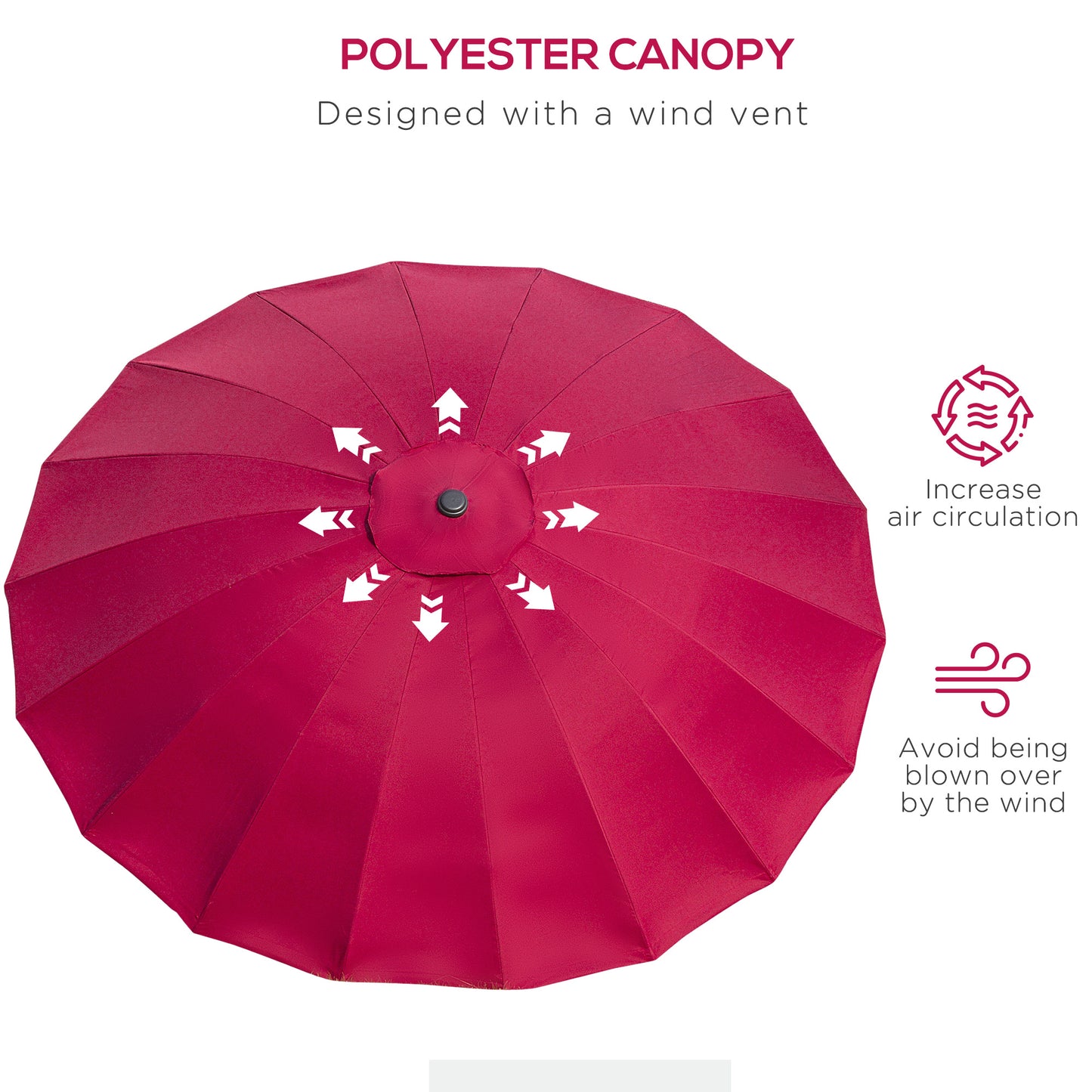 Outsunny 8ft Shanghai Garden Parasol Umbrella with Crank & Tilt, Adjustable Outdoor Sun Shade, Dark Grey