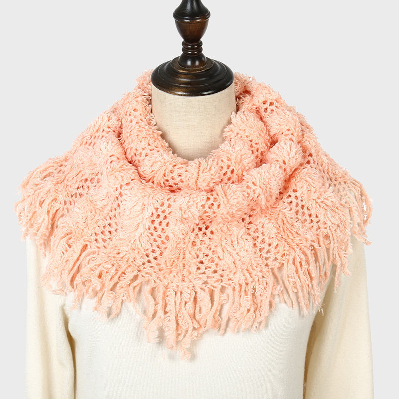 Aarniva Plaid Knitted Loop Scarf Snood | Infinity Neck Scarf | Soft Acrylic Fabric | Fringe Tassel Design | Lightweight & Cozy | 1-Piece