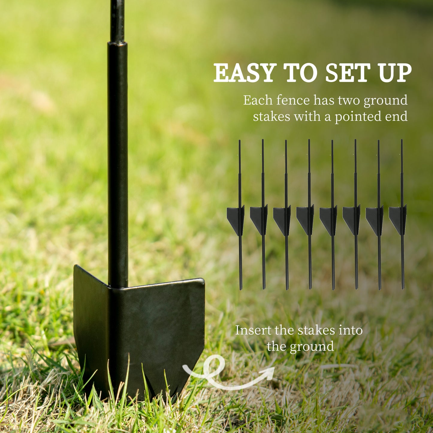 Outsunny Outdoor Metal Garden Fence Panels, Animal Barrier & Border Edging for Yard, Patio, 8 Pack, Scrollworks and Spears