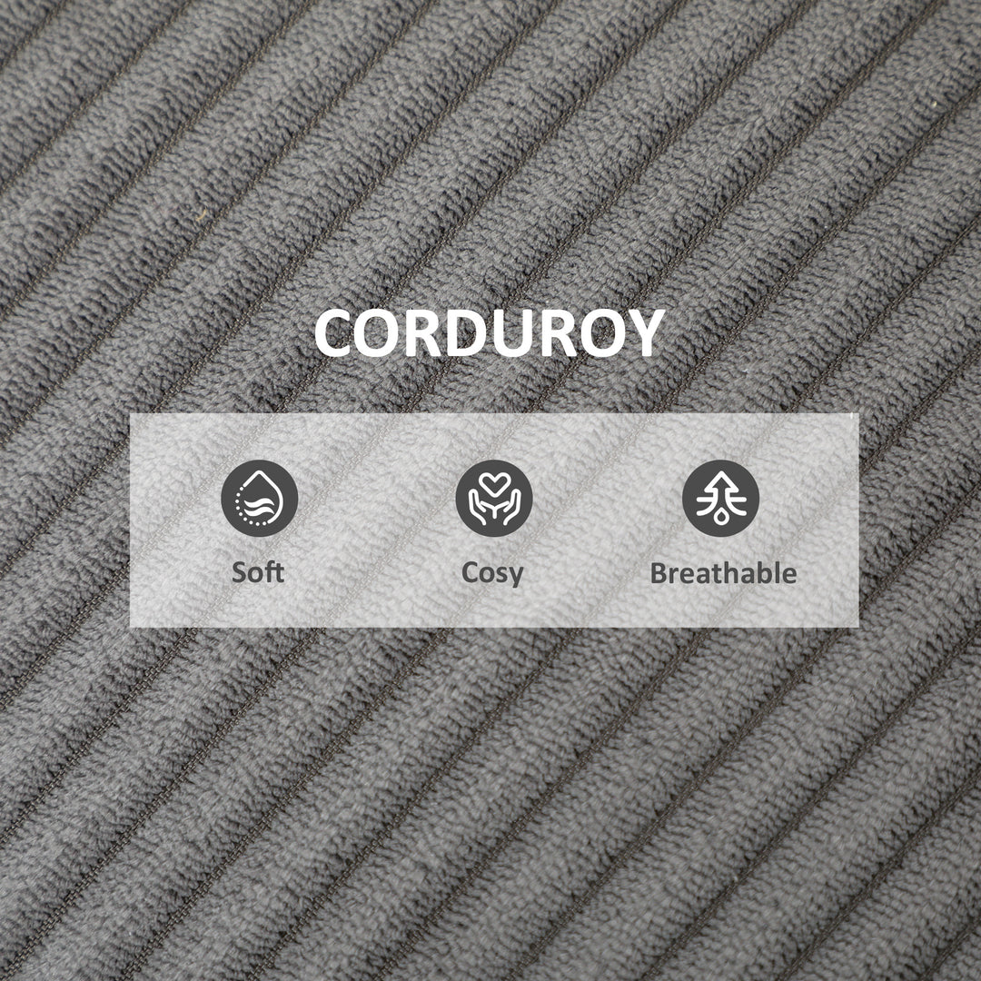 HOMCOM Corduroy Accent Chair Armchair with Wide Seat and Soft Padded Armrests for Reading, Bedroom, Dark Grey