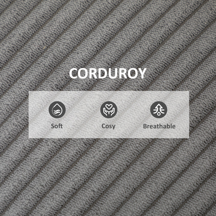 HOMCOM Corduroy Accent Chair Armchair with Wide Seat and Soft Padded Armrests for Reading, Bedroom, Dark Grey