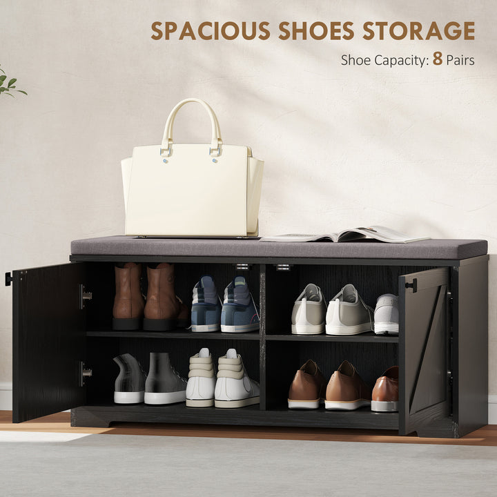 HOMCOM Shoe Storage Bench with Padded Seat, Entryway Bench Holds up to 352 lb, Shoe Organizer, 8 Pairs, Light Grey