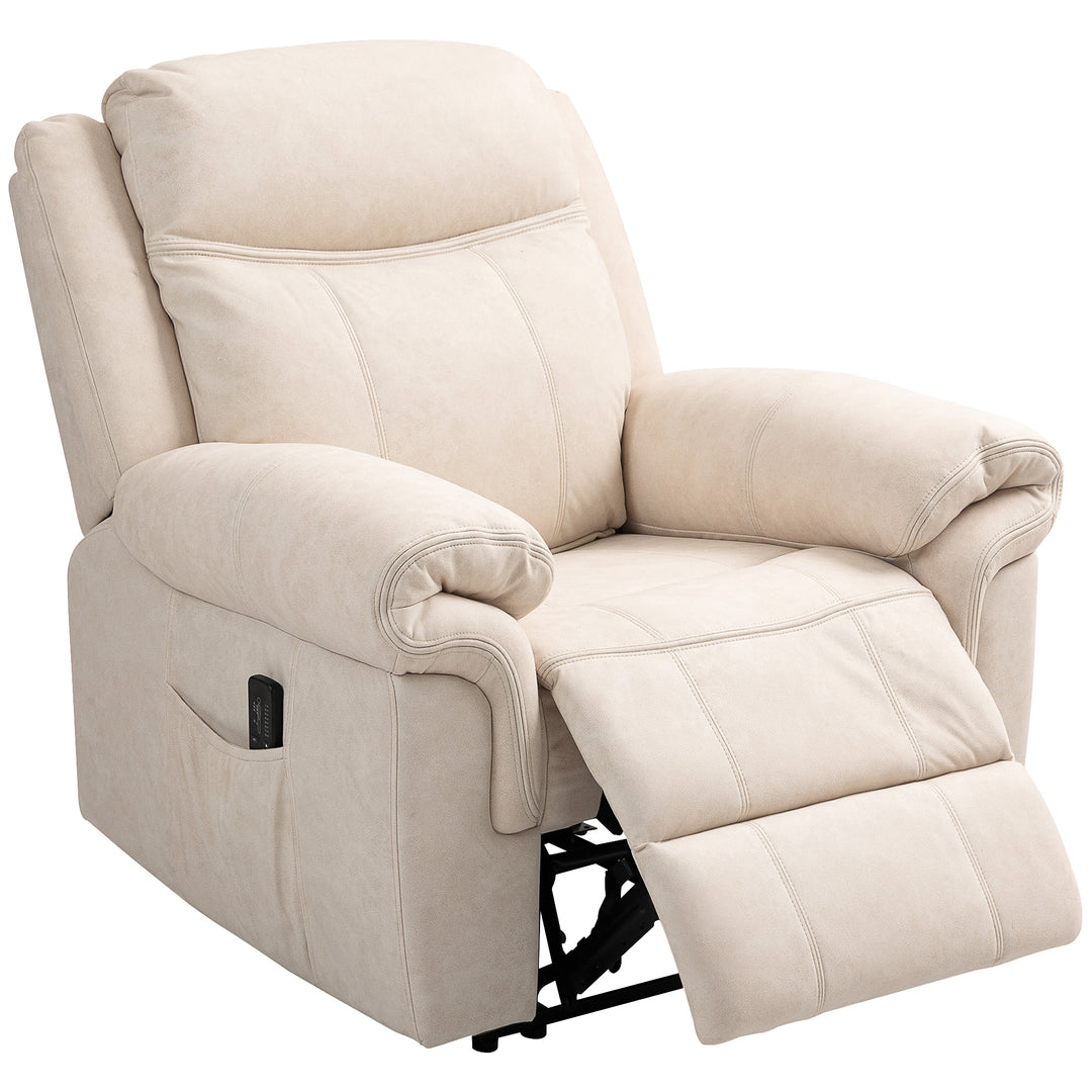 HOMCOM Manual Recliner Chair with Vibration Massage, Side Pockets, Microfibre Reclining Chair for Living Room, Cream White