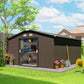 Outsunny 11' x 13'Garden Storage Shed w/ Foundation Kit Metal Tool Storage House w/ Double Doors Yellow