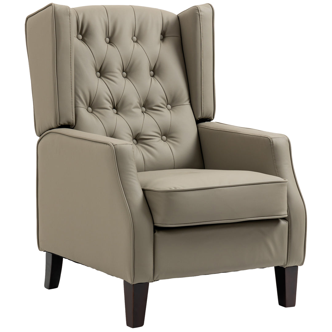 HOMCOM Faux Leather Armchair, Modern Accent Chair with Thick Padding for Living Room, Bedroom, Home Office, Khaki