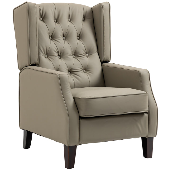 HOMCOM Faux Leather Armchair, Modern Accent Chair with Thick Padding for Living Room, Bedroom, Home Office, Khaki
