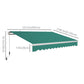 Outsunny 13' x 8' Manual Retractable Patio Awning Sun Shade Outdoor Deck Window Door Canopy Shelter Aluminum Frame Dark Green