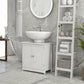 HOMCOM Under Sink Bathroom Cabinet with 2 Doors and Shelf, Pedestal Sink Bathroom Vanity Furniture, White