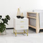 HOMCOM 2 Pieces Nightstands with Storage, Modern Bedside Tables with 2 Fluted Drawers and Gold Legs for Bedroom, White