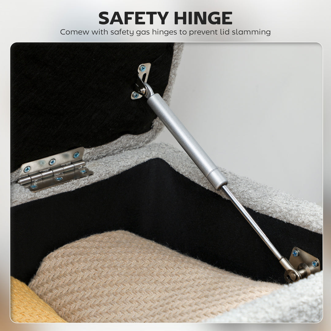 HOMCOM Modern Storage Bench, Ottoman with Storage and Teddy Velvet Upholstery for Living Room, Bedroom, Blue