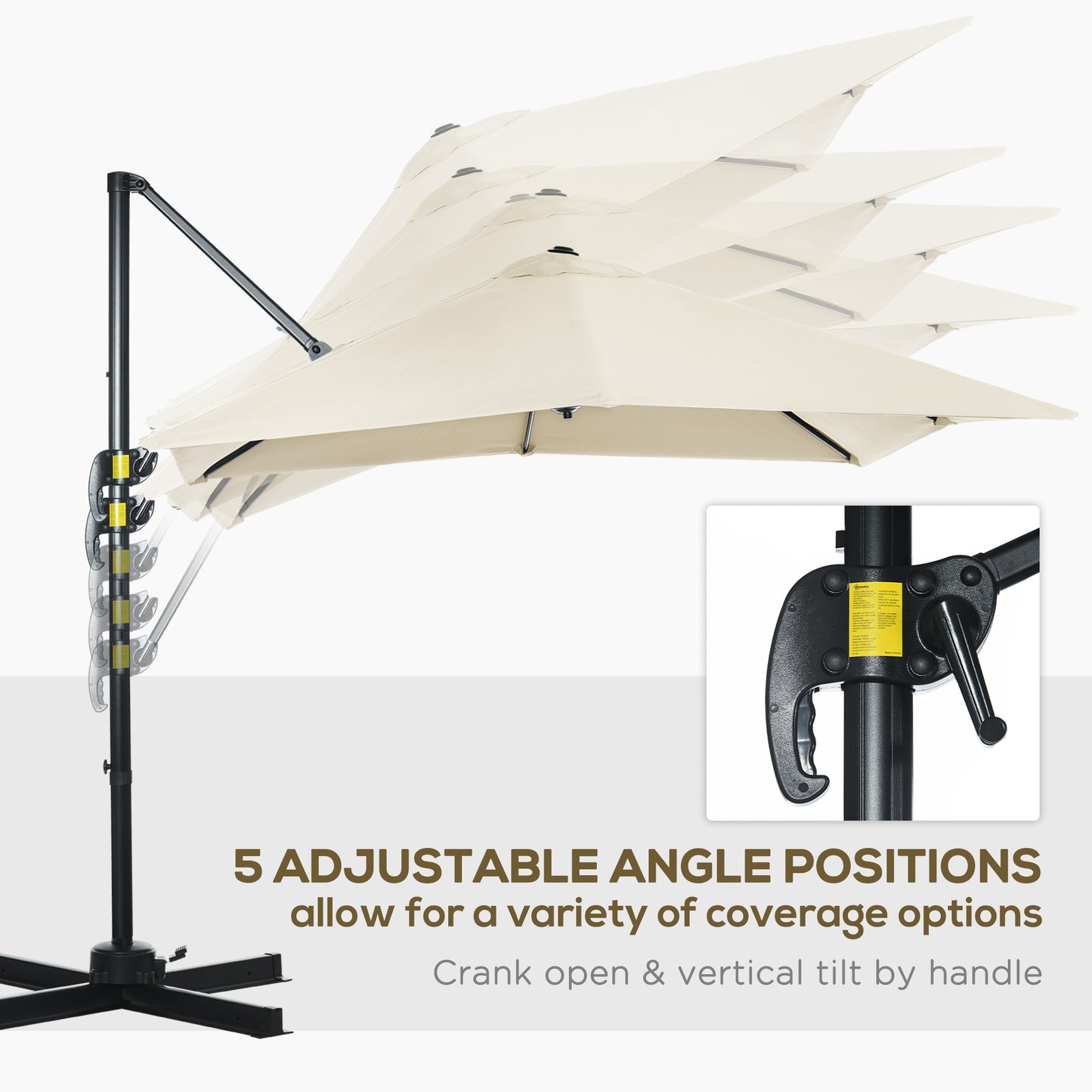 Outsunny 8' x 8' Square Patio Hanging Offset Umbrella with 360Â° Rotation, Aluminum Outdoor Cantilever Parasol with Crank & Tilt, Sun Canopy Shelter with Cross Base, Wine Red