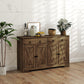 HOMCOM Sideboard Cabinet with 2 Drawers, 4 Barn Doors and 2 Adjustable Shelves, Buffet Table for Living Room, Light Brown
