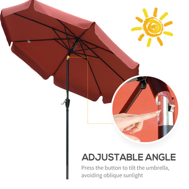 Outsunny 8.5 ft Outdoor Market Table Umbrella, Round Patio Umbrella with Tilt and Crank for Garden, Backyard, Deck, Wine Red