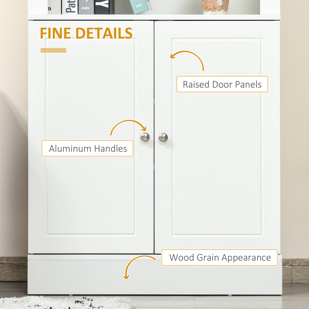 HOMCOM 72" Kitchen Buffet with Hutch, Freestanding Cupboard, Pantry with 6-Tier Shelving, 2 Doors Cabinet with Adjustable Shelves, White, Wood Grain