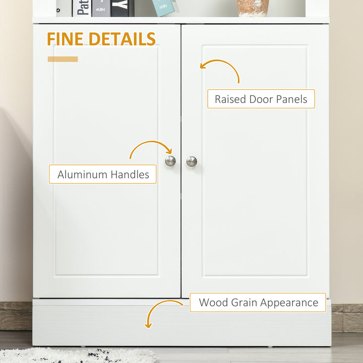 HOMCOM 72" Kitchen Buffet with Hutch, Freestanding Cupboard, Pantry with 6-Tier Shelving, 2 Doors Cabinet with Adjustable Shelves, White, Wood Grain