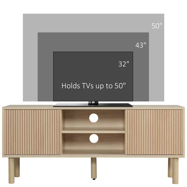 HOMCOM Modern TV Stand for TVs up to 50", TV Cabinet with Storage Shelves for Living Room, Natural