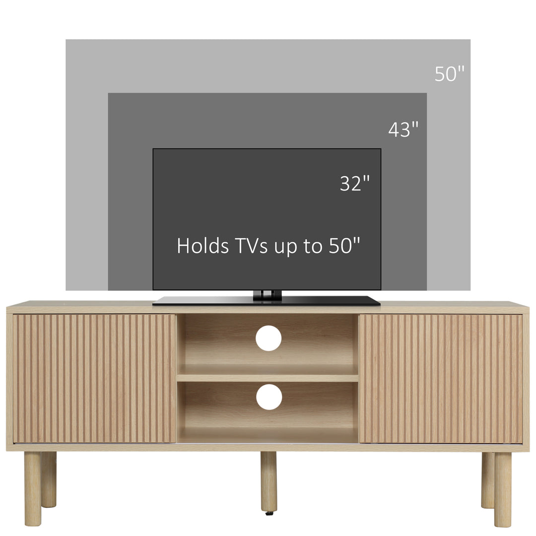 HOMCOM Modern TV Stand for TVs up to 50", TV Cabinet with Storage Shelves for Living Room, Natural