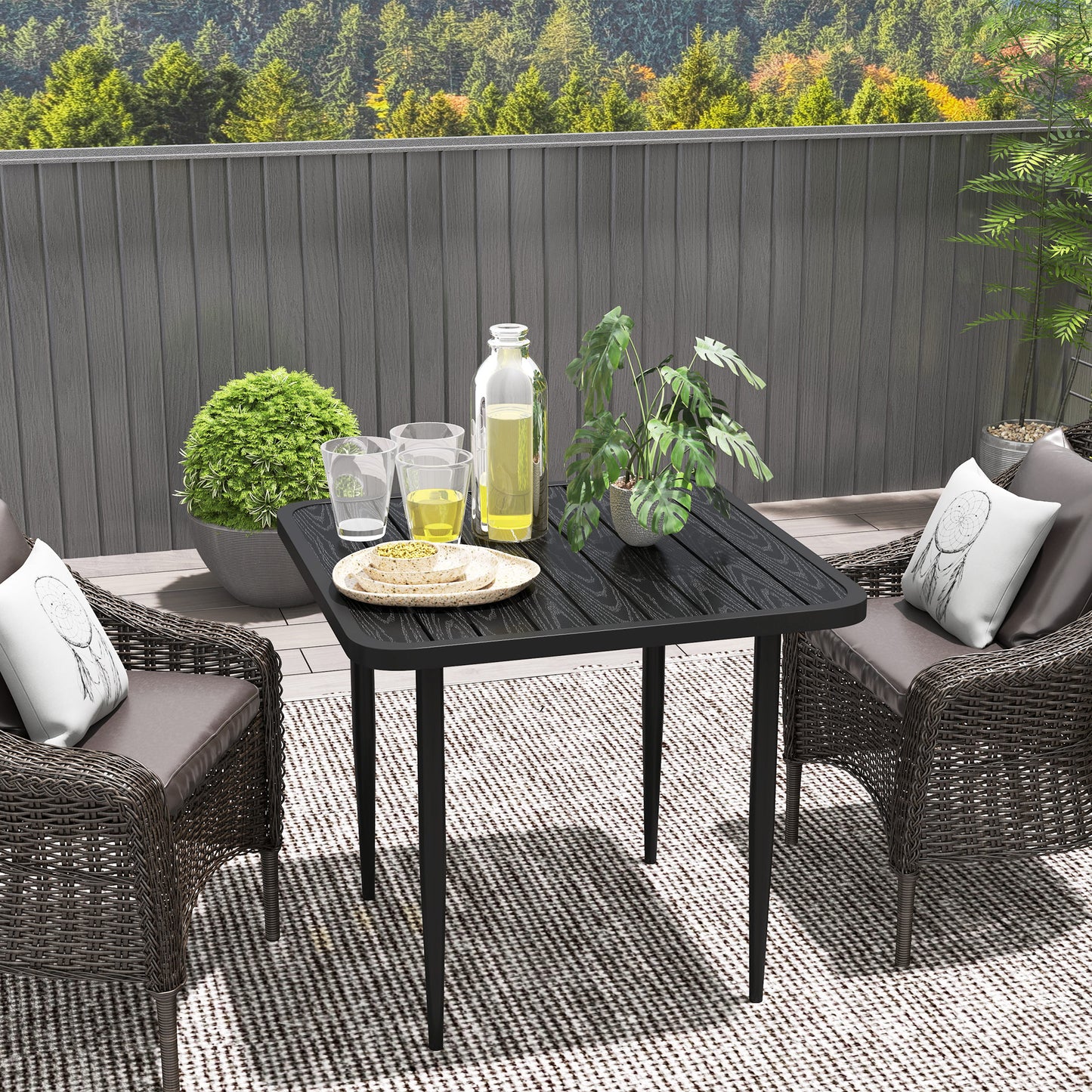 Outsunny 31.5" Patio Dining Table for 4, Metal Square Outdoor Table for Garden, Lawn, Backyard, Black