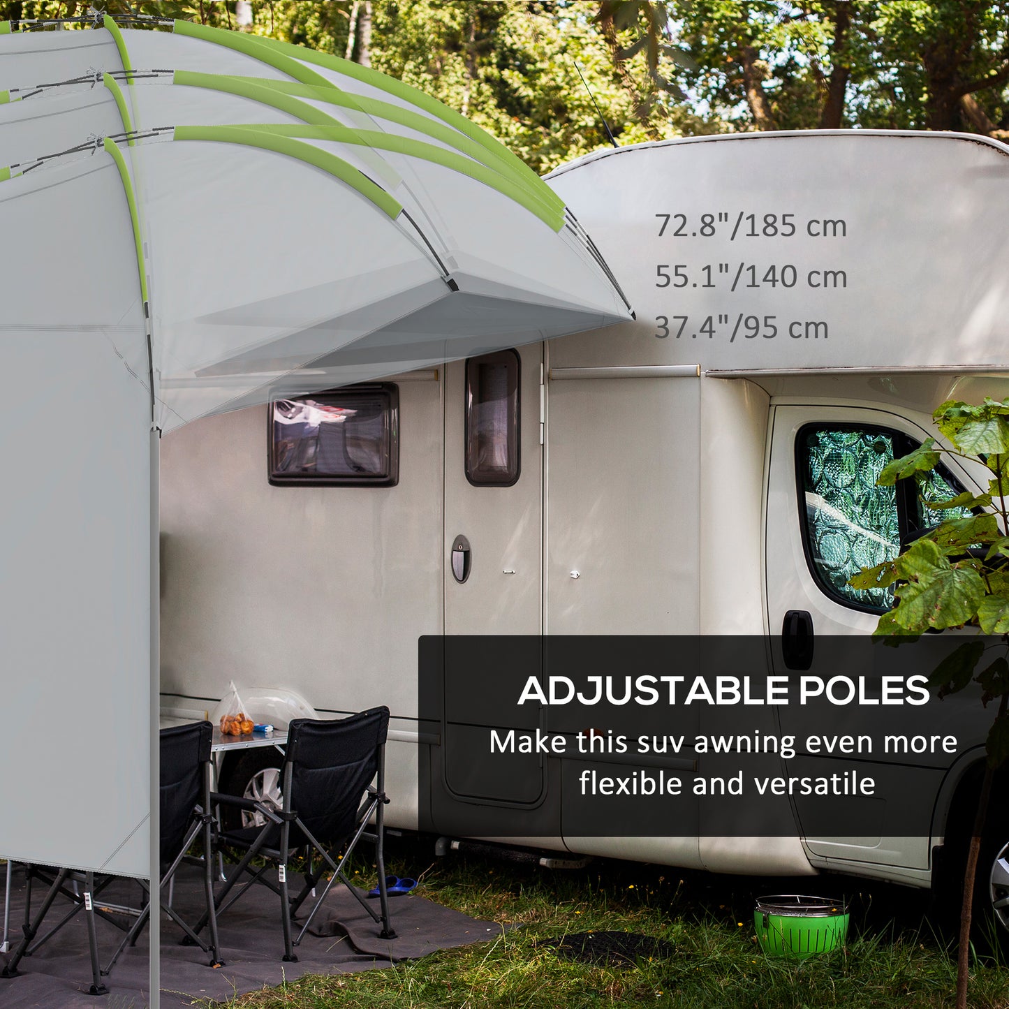 Outsunny SUV Awning Tailgate Tent, Portable Car Awning with Side Wall, for Truck, RV, Van, Trailer and Overlanding Camping