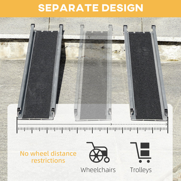 HOMCOM Telescopic Wheelchair Ramp, 8ft, 600 lbs, Aluminium Threshold Ramp, 2 Pack, for Home Steps, Mobility Scooters, Stairs