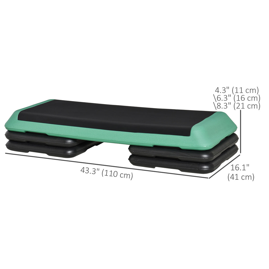 Soozier 43" Adjustable Aerobic Platform Stepper 3 Level with Risers 4” 6” 8” Cardio Fitness Trainer Workout Step Home Gym Exercise, Black Purple