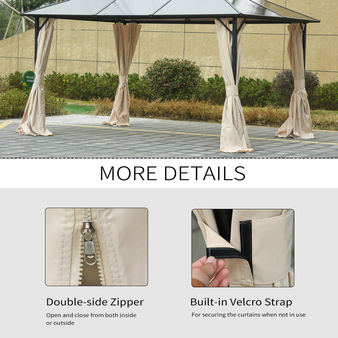 Outsunny 10' x 10' Universal Gazebo Sidewall Set with 4 Panels, Hooks/C-Rings Included for Pergolas & Cabanas, Beige