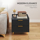 HOMCOM Bedside Table, Nightstand with 2 Drawers, Side End Table with Metal Legs for Bedroom, Black