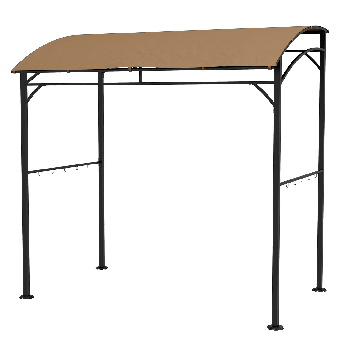 Outsunny 7' x 5' BBQ Grill Gazebo Tent, Garden Grill Canopy with Steel Frame and Hooks, Outdoor Sun Shade, Beige