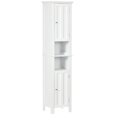 kleankin Bathroom Cabinet, Freestanding Linen Cabinet with Open Shelves, 13.8" x 11.8" x 62.4", White