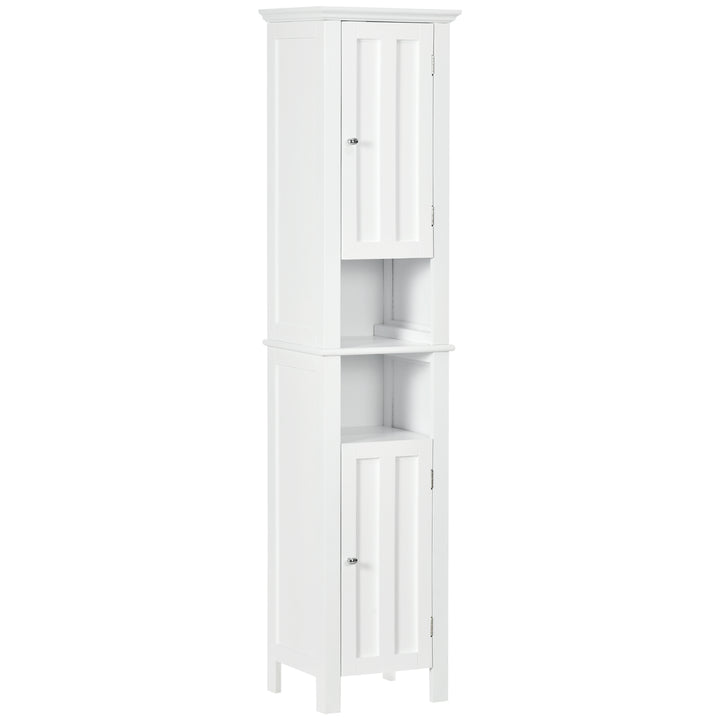 kleankin Bathroom Cabinet, Freestanding Linen Cabinet with Open Shelves, 13.8" x 11.8" x 62.4", White