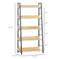 HOMCOM Modern Bookshelf Storage with 5-Tier Wide Shelving, Metal Frame, Wooden Bookcase for Living Room Library Home Furniture, Black