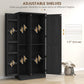 HOMCOM 70" Tall Kitchen Pantry Cabinet with Door Shelves and Adjustable Shelves, Black Wood Grain