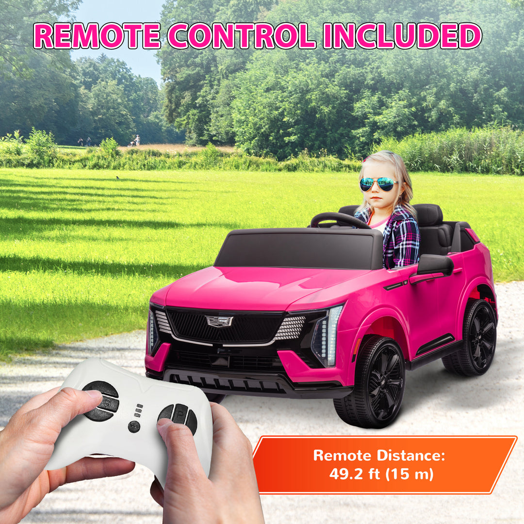 Qaba 2-Seater Ride on Truck, 12V Cadillac Escalade Licensed Kids Electric Car with Remote , Spring Suspension, White