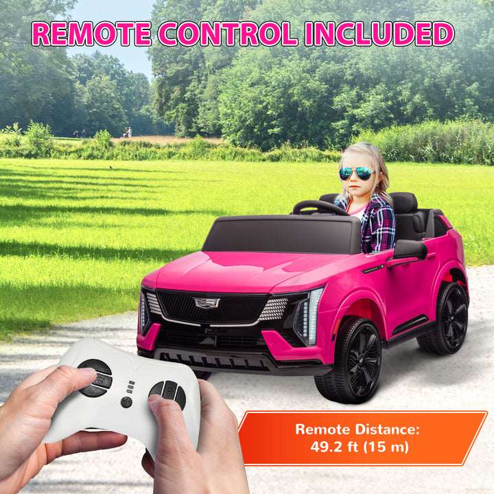 Qaba 2-Seater Ride on Truck, 12V Cadillac Escalade Licensed Kids Electric Car with Remote , Spring Suspension, White