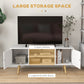 HOMCOM TV Stand Cabinet for TVs up to 55 Inches, Entertainment Unit with Storage Shelves and Wood Legs for Living Room, White
