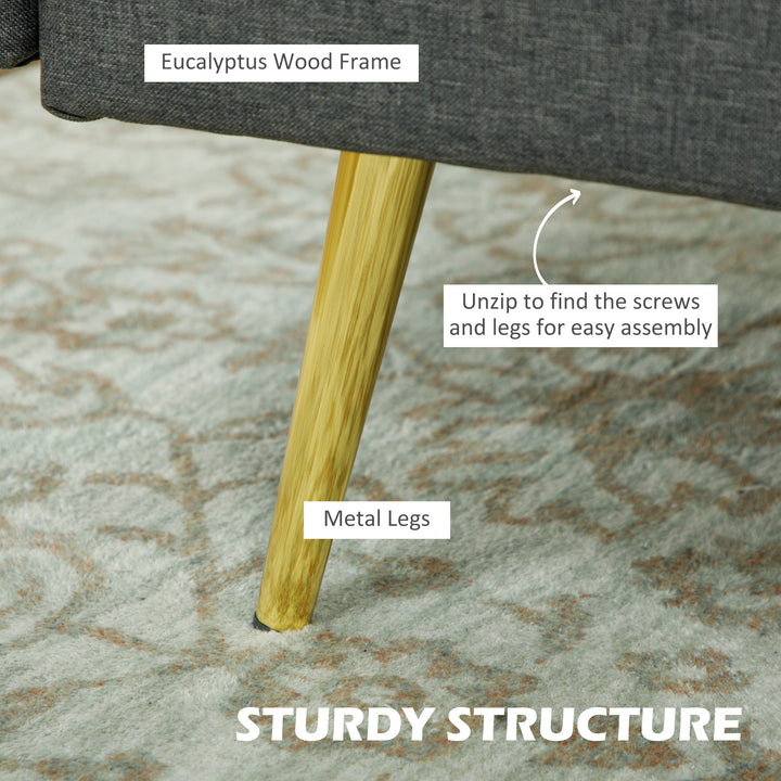 HOMCOM 56" Loveseat Sofa for Bedroom Upholstered 2 Seater Couch with Back Cushions and Pillows, Dark Grey