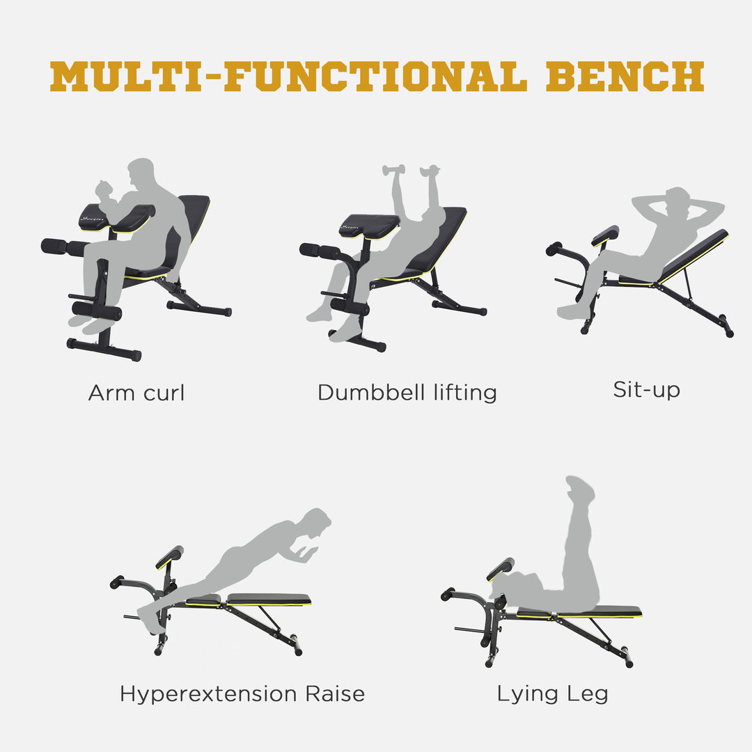 Soozier Adjustable Weight Bench, Sit Up Dumbbell Bench, Multi-Functional Purpose Hyper Extension Workout Bench with Adjustable Seat and Back Angle