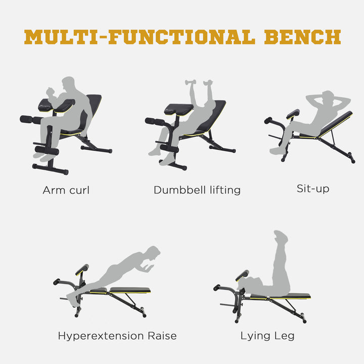 Soozier Adjustable Weight Bench, Sit Up Dumbbell Bench, Multi-Functional Purpose Hyper Extension Workout Bench with Adjustable Seat and Back Angle