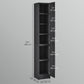 HOMCOM Freestanding Tall Bathroom Storage Cabinet with Adjustable Shelves, Bathroom Organizer, Black Wood Grain