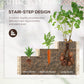 Outsunny 3 Tier Raised Garden Bed with 9 Grow Grids and Bed Liner for Garden, Outdoor to Vegetables, Flowers, Natural