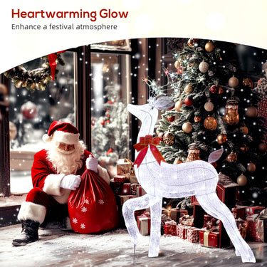 Outsunny 4.3FT Lighted Christmas Reindeer, Christmas Decor with RGB and Warm White LEDs, Stakes and Zip Ties, IP44 Waterproof