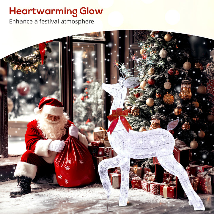 Outsunny 4.3FT Lighted Christmas Reindeer, Christmas Decor with RGB and Warm White LEDs, Stakes and Zip Ties, IP44 Waterproof