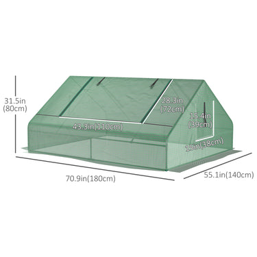 Outsunny 71" x 55" x 32" Mini Greenhouse Portable Hot House for Plants with 2 Large Windows and Ground Nails for Outdoor, Indoor, Garden, Gardening Kit, Green