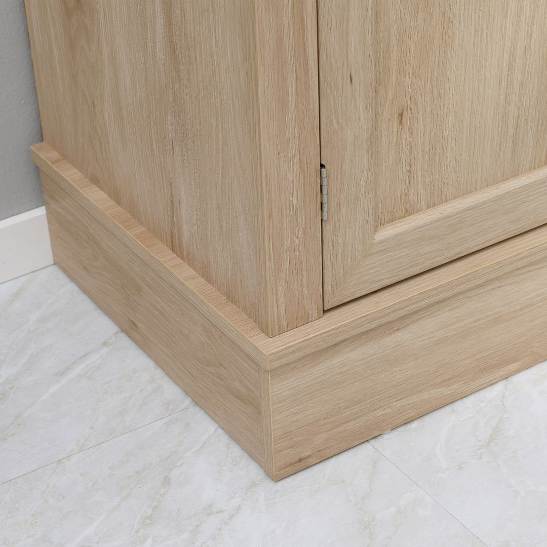 HOMCOM Modern Freestanding Kitchen Pantry Cabinet Cupboard with Doors Open Shelves Adjustable Shelving Microwave Space, White