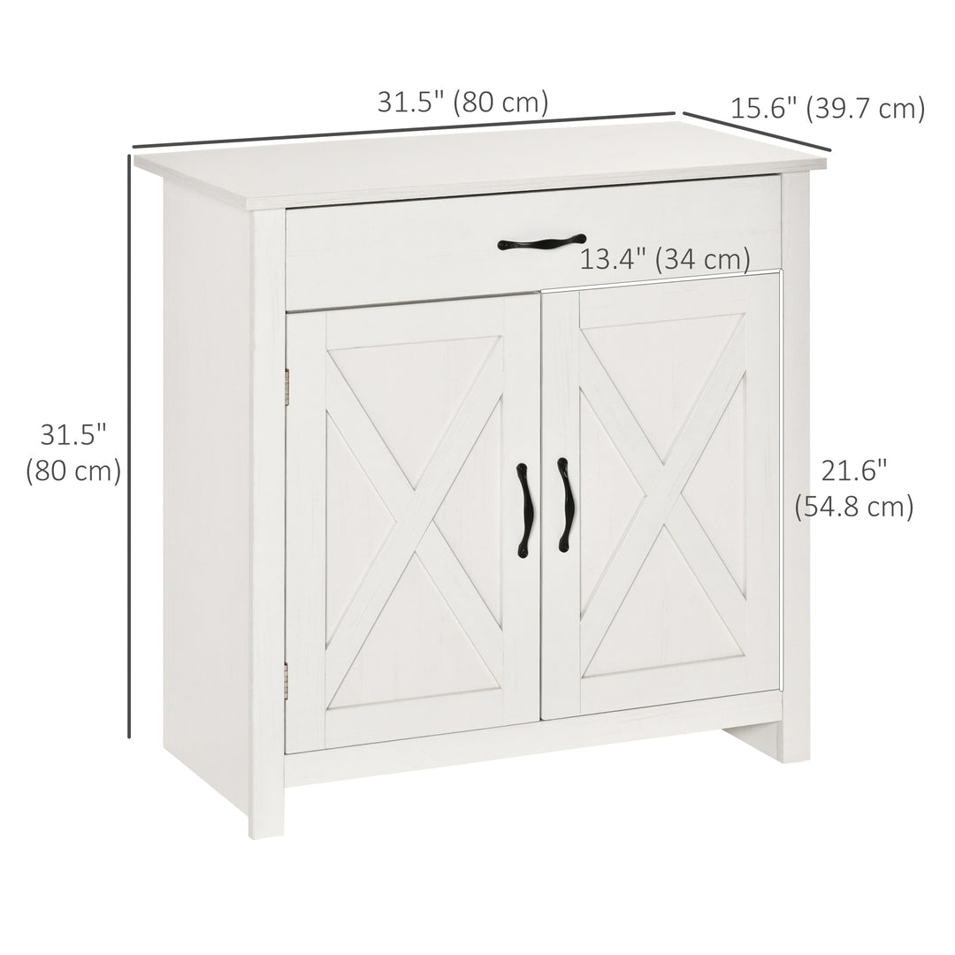 HOMCOM Farmhouse Sideboard Buffet Cabinet, Storage Cabinet with Barn Doors, Distressed Brown