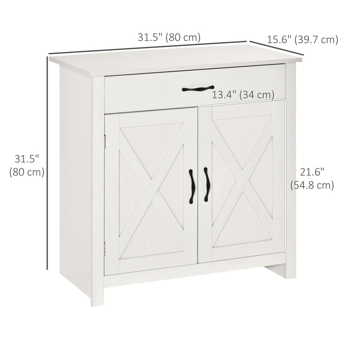 HOMCOM Farmhouse Sideboard Buffet Cabinet, Storage Cabinet with Barn Doors, Distressed Brown