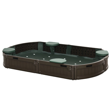 Outsunny Kids Sandbox with Cover, Seat, Sandbox Outdoor for Backyard, Brown