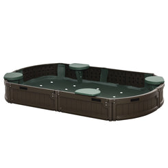 Outsunny Kids Sandbox with Cover, Seat, Sandbox Outdoor for Backyard, Brown