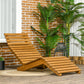 Outsunny Wooden Outdoor Lounge Chair, Curved Design Sun Lounger, Patio Lounge Chair for Garden, Backyard, Teak