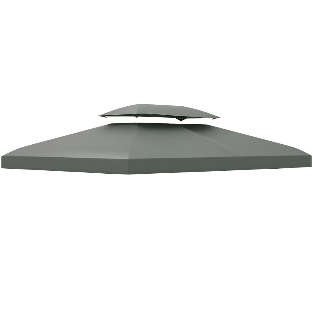 Outsunny 13' x 10' Gazebo Replacement Canopy 2 Tier Top UV Cover Pavilion Garden Patio Outdoor, Grey (TOP ONLY)